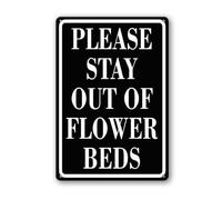 Geroclonup Panneau « Please Stay Out Of Flower Beds » - 20 x 30 cm - En aluminium robuste - Antirouille - Pour extérieur, porche, ferme, jardin