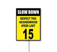 Geroclonup Panneau Respect This Neighborhood SPEED LIMIT de 13,7 m avec piquets en métal de 17,8 x 21,3 cm, panneaux de cour en aluminium robuste, panneau de décoration pour allée de rue extérieure