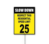 Geroclonup Panneau « Respect This Residential Speed Limit » de 22,9 m avec piquets en métal de 17,8 x 21,3 cm, panneaux de cour en aluminium robuste, panneau de décoration pour allée de rue extérieure