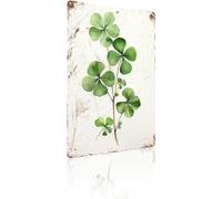 Geroclonup Panneau rétro en étain avec trèfle à quatre feuilles - Décoration artistique porte-bonheur - Vert - Nature sauvage - Aquarelle - Décoration pour la maison et le bureau - 30 x 40 cm