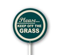 Geroclonup Panneau rond en aluminium avec inscription « Please Keep Off The Grass Lawn » de 23 x 23 cm - Décoration de route pour l'extérieur
