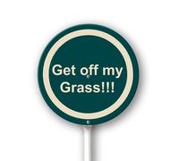 Geroclonup Panneau rond en métal avec piquets en aluminium imperméable pour utilisation en extérieur - 23,3 x 23,3 cm - Get Off My Grass Lawn