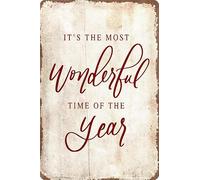 Geroclonup Panneau vintage en aluminium avec inscription « It's The Most Wonderful Time of The Year » - 20 x 30 cm
