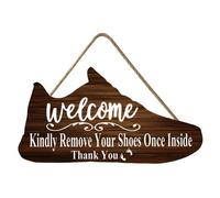 Geroclonup Panneau « Welcome Kindly Remove Your Shoes Once Inside Remove Shoes » pour porte d'entrée - 15 x 30 cm - Panneau mural en bois pour décoration de maison et de bureau