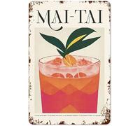 Geroclonup Plaque en métal « Big Mai Tai Tiki Cocktail » rétro - Décoration amusante pour maison, bar, pub, café, ferme, cadeau pour femme et homme - 30 x 40 cm
