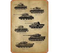 Geroclonup - Plaque en métal de 20 x 30 cm - Motif tanks de la Seconde Guerre mondiale - Décoration murale - Cadeau pour les militaires