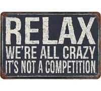 Geroclonup Plaque en métal - Décoration murale vintage « We're All Crazy It's Not Competition » - Décoration murale pour maison, salon, chambre à coucher, jardin, garage, bureau, café, bar, pub (20 x