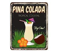 Geroclonup Plaque en métal Pina Colada Tropical Cocktail Try One! Plaque en métal rétro vintage pour décoration murale de maison et bar 20,3 x 30,5 cm