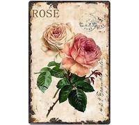 Geroclonup - Plaque en métal rétro de 30 x 40 cm - Motif fleur de jardin - Belle rose - Panneau de ferme de campagne - Décoration murale pour la maison et le jardin