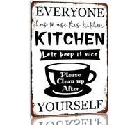 Geroclonup Plaque en métal vintage avec inscription « Everyone Has To Use This Kitchen Lets Keep It Nice » - Décoration murale pour cuisine et restaurant (30 x 40 cm)