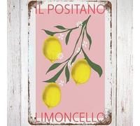 Geroclonup Plaque en métal vintage Citron IL Positano Limoncello, affiche d'art pour maison, salon, chambre à coucher, jardin, garage, bureau, café, bar, pub - 30 x 40 cm