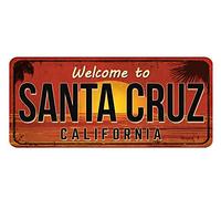 Geroclonup Plaque en métal vintage « Welcome To Santa Cruz California » pour pub, club, café, bar, maison, décoration murale rétro, 15,2 x 40,6 cm