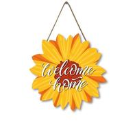 Geroclonup Sunflower Welcome Home Porte en bois 30,5 cm Panneau de fleurs en bois inspirant Décoration murale Porche Art été Automne Porte d'entrée Couronne à suspendre pour chambre à coucher, salon,