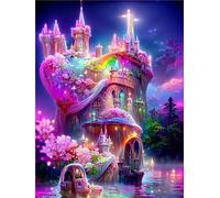 GeRRiT 5D Diamond Painting Château Fantastique Peinture Diamant Adulte Enfant Broderie Diamant Kit Complet Diamant Painting Artisanat Strass Point de Croix Kits pour Murale Décoration 40x50cm