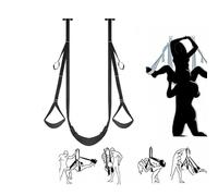 GeRRiT Balançoire de Suspension adaptés au Yoga en Salle avec siège réglable et élingue de Porte divisée Noir, W0301