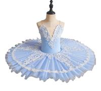 GeRRiT Bleu Filles Professionnel Ballet Tutu, Adulte Femmes Enfant Enfants Ballet Danse Costume Plateau Crêpe Tutu Ballerine Partie Robe,Bleu,150