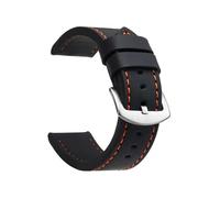 GerRit Bracelet de montre bracelet Sport Vintage bracelet de montre en cuir boucle en acier inoxydable accessoires de montre 18mm 20mm 22mm 24mm(Black Orange Silver,22mm)