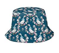 GeRRiT Chapeau bob en forme d'oie drôle pour la plage, le soleil, les UV, les voyages, l'été, pour homme et femme, Oie mignonne avec fleur -6, taille unique