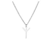 GeRRiT Collier Multicouche Minimaliste avec Pendentif Petite Rune Viking Nordique (Material : Eihwaz Defense)