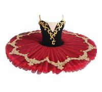 GeRRiT Costume de compétition de Danse Fille, Robe Tutu de Ballet Professionnel pour Filles Rouge Ballerine Party Swan Lake Plateau crêpe pour Enfants Femmes,Rouge,110