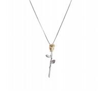 GeRRiT Fashion S925 Argent Petit Prince Rose Collier Femme Simple Chaîne de Clavicule de Fleur D'Or en Trois Dimensions, Rose, Argent 925