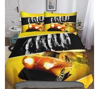 Gerrit Fast & Furious Housse De Couette Parure De Lit 200x200cm 3D Imprimé Doux Et Microfibre 3 Pièces avec Taies d'oreiller Et Fermeture Éclair pour Enfants Et Adultes