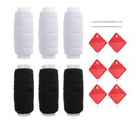 GeRRiT Fil Élastique pour Machine à Coudre - 6 Tomes Textile Noir et Blanc avec 6 Enfile-Aiguilles - Adapté aux Corsages, Jupes, Salopettes