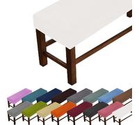 GeRRiT Grande housse de banc rectangulaire anti-rayures, pour protéger chaise, chambre à coucher, salon, cuisine (blanc, L : 160-180 cm, l : 35-50 cm, H : 20 cm)