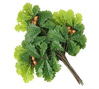 GeRRiT Guirlande de feuilles d'érable d'automne, 1 lot de 12 feuilles de chêne artificielles, feuilles de chêne gommées multicolores en plastique pour décoration murale (vert)