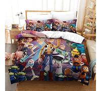 Gerrit Housse De Couette 135x200 cm Adultes Ado 3D Toy Story Imprimé Parure De Lit 135x200 cm Housse Couette Doux Hypoallergénique Microfibre avec Fermeture Éclair Et Taies d'oreiller
