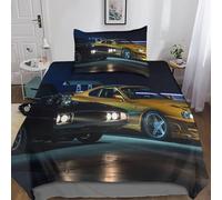 Gerrit Housse De Couette 135x200cm 3D Fast & Furious Imprimé Parure De Lit Doux Microfibre Housse Couette 3 Pièces avec Éclair Et Taie d'oreiller