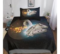 Gerrit Housse De Couette 135x200cm 3D Star Wars Imprimé Parure De Lit Doux Microfibre Housse Couette 3 Pièces avec Éclair Et Taie d'oreiller