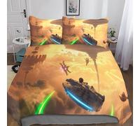 Gerrit Housse De Couette 200x200cm 3D Star Wars Imprimé Parure De Lit Doux Microfibre Housse Couette 3 Pièces avec Éclair Et Taie d'oreiller