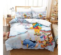 Gerrit Housse De Couette 220x240 cm 3D Winnie The Pooh Imprimé Parure De Lit 220x240 cm avec Éclair Doux Microfibre Housse Couette 2 Pièces avec Taie d'oreiller pour Adultes Et Enfants