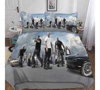 Gerrit Housse De Couette 220x240cm 3D Fast & Furious Imprimé Parure De Lit Doux Microfibre Housse Couette 3 Pièces avec Éclair Et Taie d'oreiller