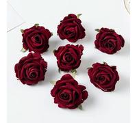 GeRRiT Lot de 100 fleurs artificielles en flanelle - Accessoires de décoration de la maison - Guirlande de Noël - Mariage - Bordeaux - 20 pièces