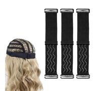 GERRIT Lot de 3 bandes élastiques réglables pour perruques, sangles antidérapantes noires, amovibles, accessoires de perruque, cheveux ondulés, lot de 3, couleur : noir