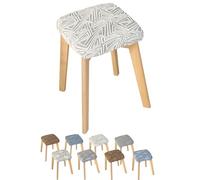 GeRRiT Lot de 3 housses de tabouret de bar carrées de 33 à 38 cm, housses de tabouret de cuisine anti-poussière pour banc en bois et métal, housse de tabouret élastique lavable (Style 1 - Beige, 3