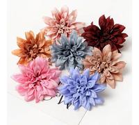 GeRRiT Lot de 5 têtes de fleurs de dahlia artificielles en vrac, décoration de Noël, décoration d'intérieur, décoration murale de mariage, accessoires de fleurs artificielles-MULTI-5 pièces