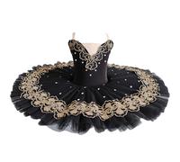 GeRRiT Noir Professionnel Ballet Tutus pour Filles Enfant Enfants Cygne Lac Ballet Robe De Danse Vêtements Crêpe Ballerine Robe,Noir,170
