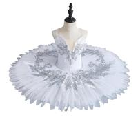 GeRRiT Nouveau Professionnel Ballet Tutu Filles Plateau Crêpe Tutu Ballerine Parti Robe Adulte Femmes Enfant Enfants Ballet Danse Costume,Blanc,160