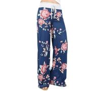 Gerrit Pantalon confortable pour femme - Pantalon de pyjama d'été décontracté - Large, bleu, L
