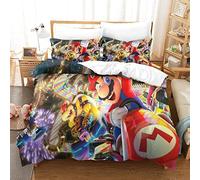 Gerrit Parure De Lit 220x240 cm 3D Sonic Vs Mario Imprimé Housse De Couette 220x240 cm avec Éclair Et Taies Doux Et Durable Hypoallergénique Housse Couette pour Adultes Et Enfants