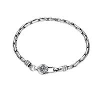 GeRRiT S925 Argent Hommes Bouddhiste Font Bambou Bracelet Thai Argent Vintage Ethnique Style Chaîne en Argent, 19cm