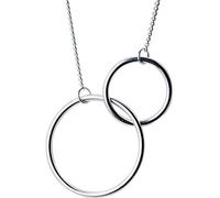 GeRRiT S925 Argent Taille Minimale Boucle Ronde Personnalité Brillant Double Anneau Collier Double Anneau, Argent