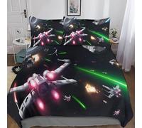 Gerrit Star Wars Housse De Couette Parure De Lit 220x240cm 3D Imprimé Doux Et Microfibre 3 Pièces avec Taies d'oreiller Et Fermeture Éclair pour Enfants Et Adultes