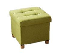 GeRRiT Tabouret de Rangement Pieds en Bois Pouf Confortable Pouf chaises Lin boîte créative Repose-Pieds