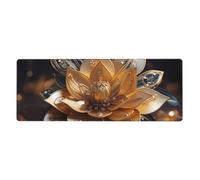 GerRiT Tapis de souris blanc délicat fleur de lotus 30,5 x 80 cm de long avec base antidérapante pour jeux et bureau, noir