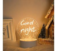 GeRRiT Veilleuse LED créative pour tableau des notes, lampe USB avec stylo effaçable, alimentation USB, tableau acrylique transparent pour enfants, veilleuse pour enfants (circulaire)