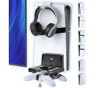 Gersker Support Mural PS5 pour Console PlayStation 5 Original/Slim/Pro, Support PS 5 Vertical et Accessoires avec Support Casque, Rangement Espacé-Économique et Organisation Salle de Jeu (Noir)